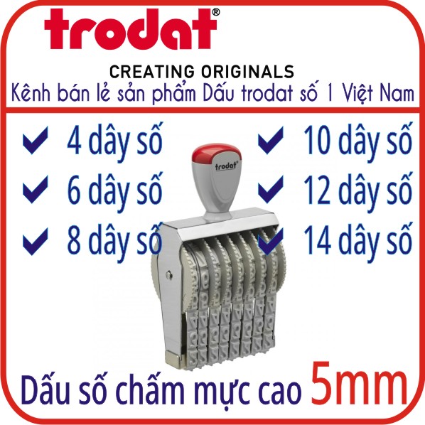 Dấu số tự xoay chấm mực, số cao 5mm