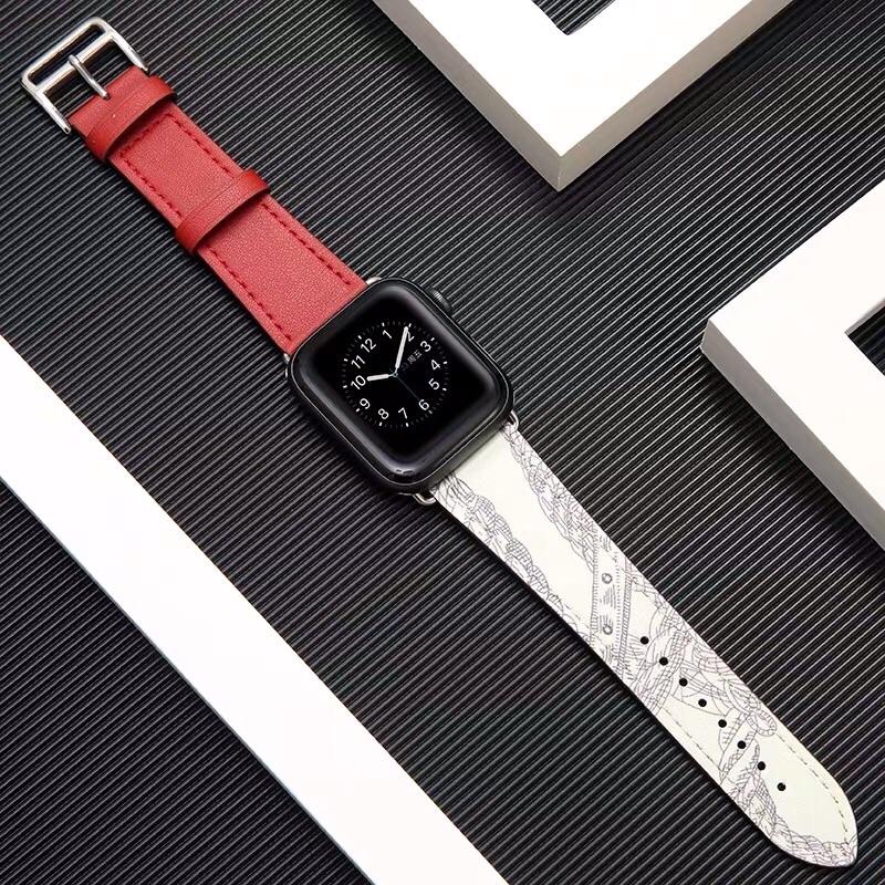 Dây Da cho Apple Watch H.E.R.M.E.S mới màu Đỏ (không kèm mặt đồng hồ)