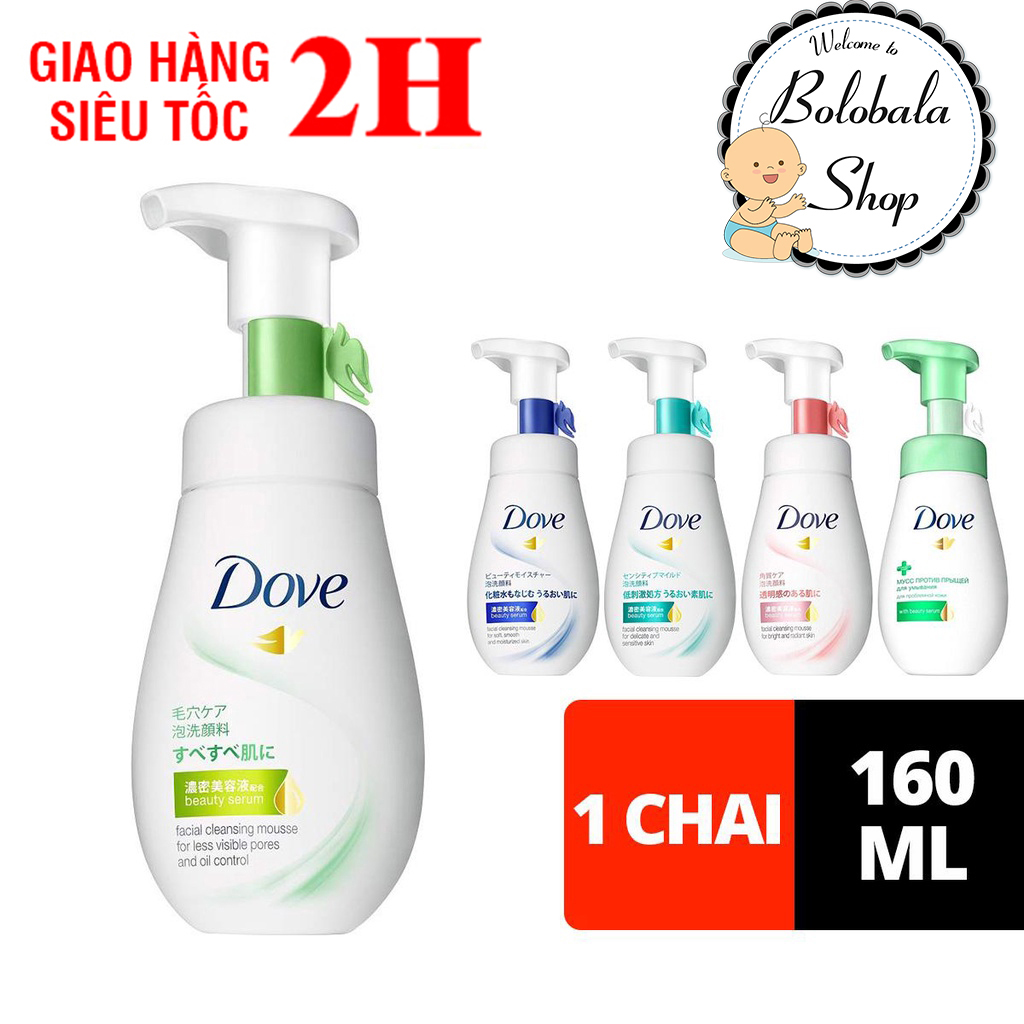 Mousse rửa mặt bọt mịn Dove serum sạch sâu chai 160ml