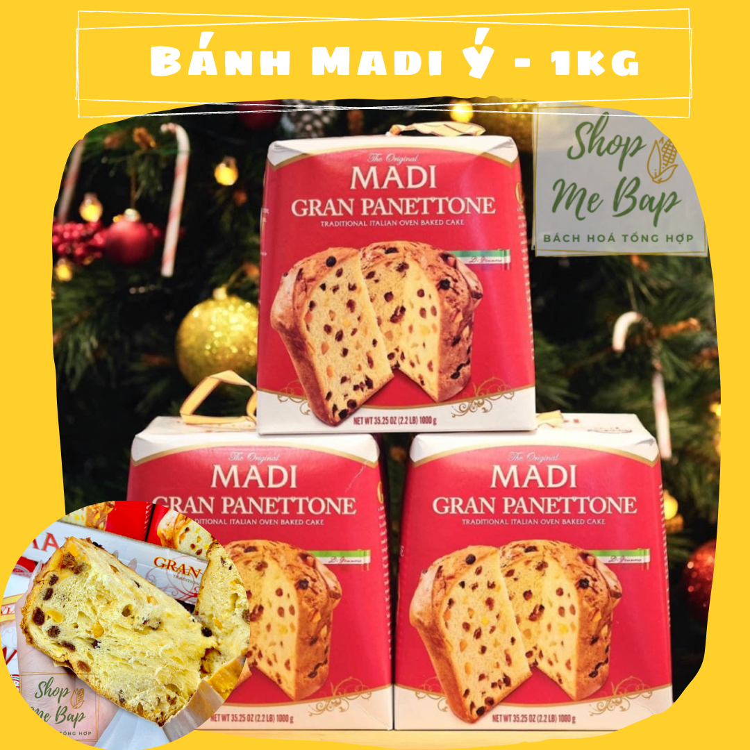 Bánh madi gran panettone ý 1kg - nhân nho và trái cây - shop mẹ bắp