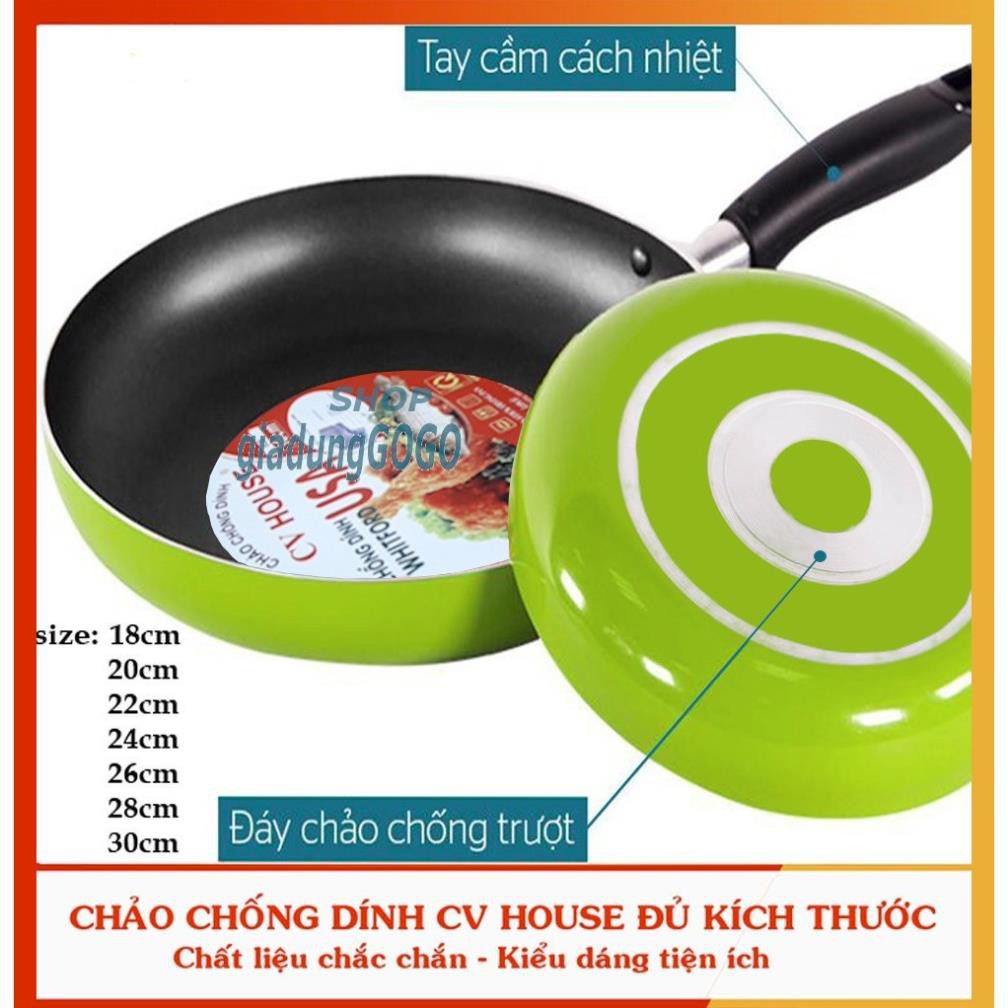Chảo chống dính hợp kim nhôm CV HOUSE đủ cỡ 18cm đến 30cm -khohanggiasi