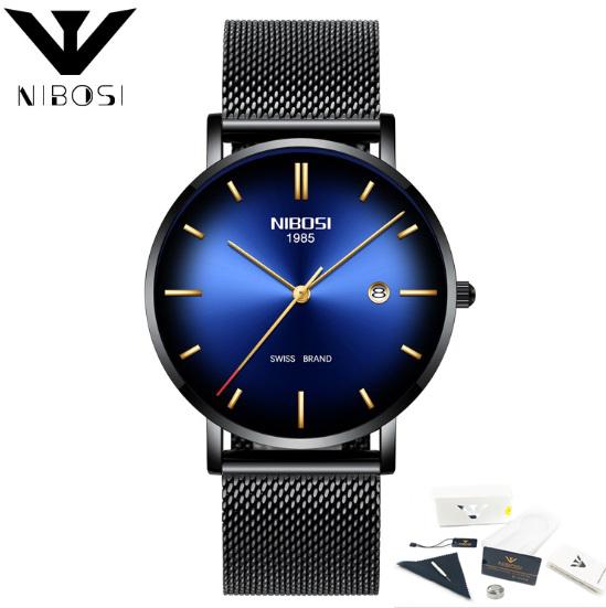 Đồng hồ nam Nibosi NI2362 dây lưới thép siêu mõng