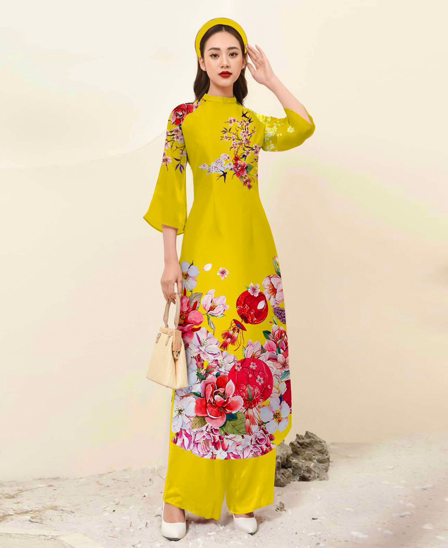 [hcm]Áo Dài In 3d Vol 4 Tà Cao Cấp Ad029 Big Size Lady Fashion Khánh Linh Style Giá Sỉ Giá