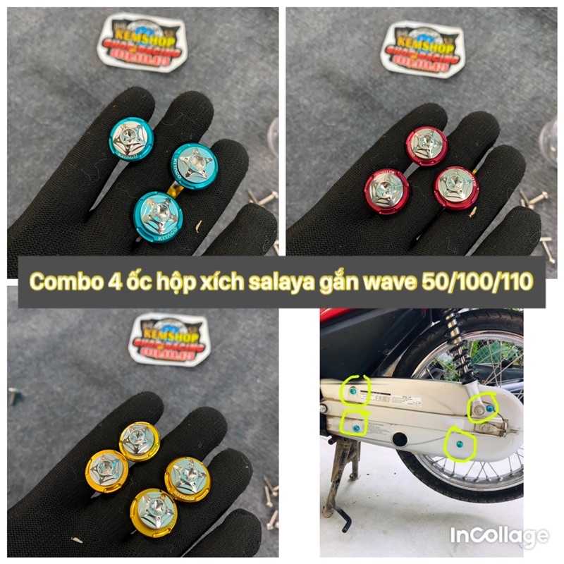 Combo 4 ốc salaya gắn hộp xích wave 50/100/110