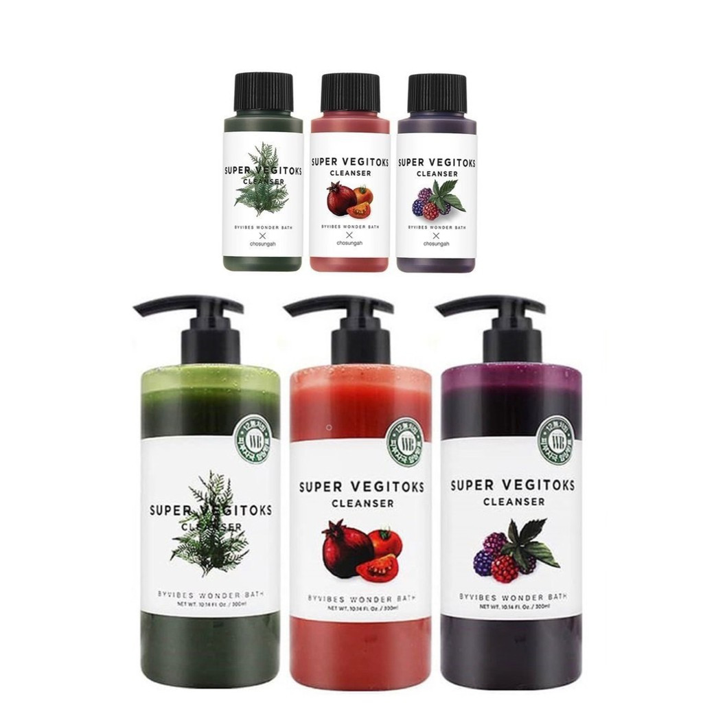 Sữa Rửa Mặt Rau Củ 3 in 1 Tẩy Trang - Rửa Mặt - Thải Độc Tố Byvibes Wonder Bath Super Vegitoks Cleanser 300ml