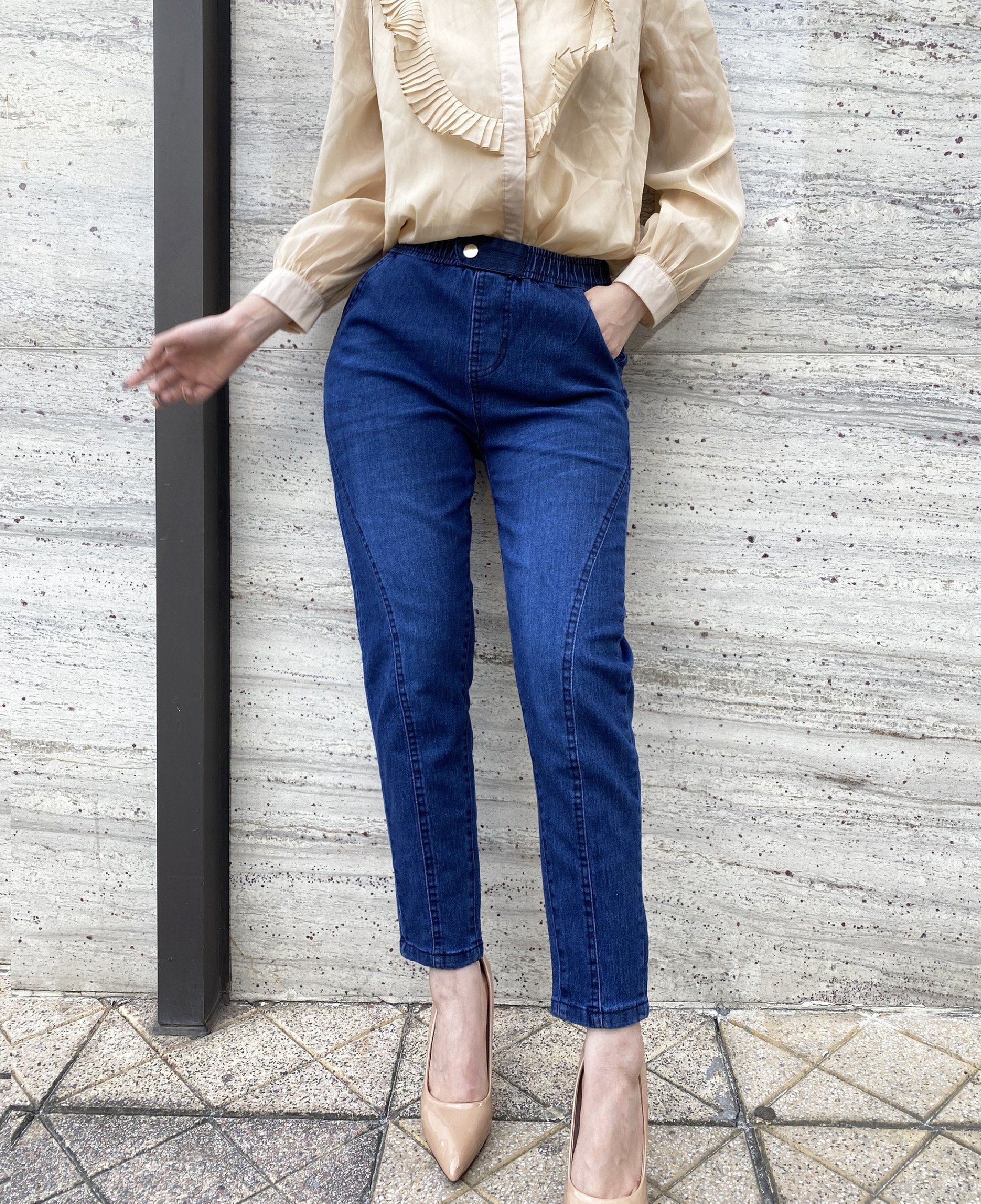Quần Jean Baggy nữ cạp chun co giãn thoải mái V201