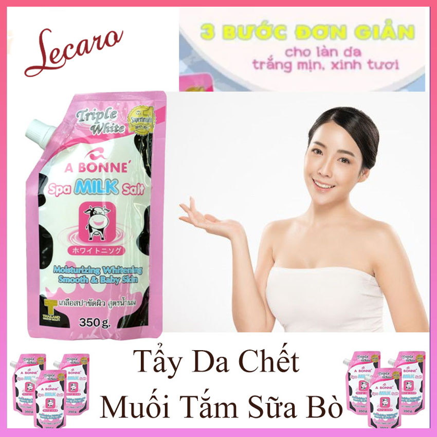 [HCM][Chính Hãng] Muối Tắm Sữa Bò Tẩy Tế Bào Chết A Bonne Spa Milk Salt Thái Lan 350gr Lecaro