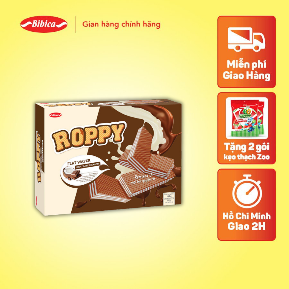 Bánh kem xốp roppy nhiều vị bibica 168g -