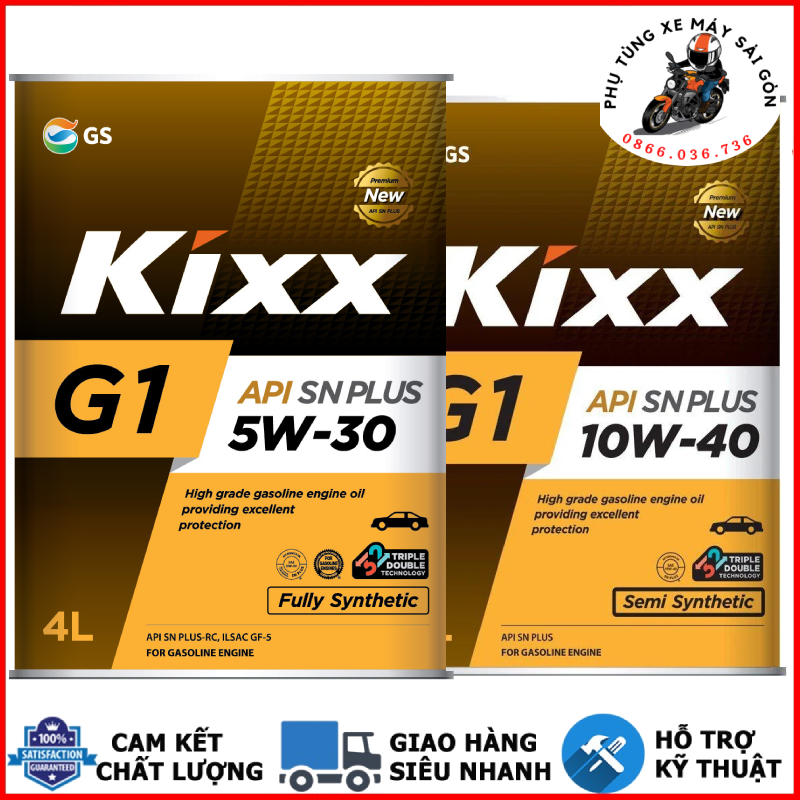 Nhớt Kixx G1 5W30 10W40 4 Lít dùng chô ô tô nhập khẩu Hàn Quốc