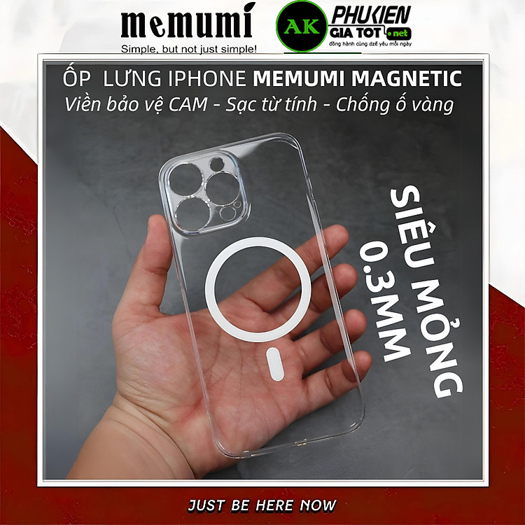 Ốp lưng trong suốt bảo vệ camera cho iphone 15 pro max / 15 pro / 14 pro max hiệu memumi glitter magnetic - siêu mỏng 0.3mm, tích hợp sạc không dây từ tích magnetic, lực hút mạnh, chắc chắn - hàng nhập khẩu