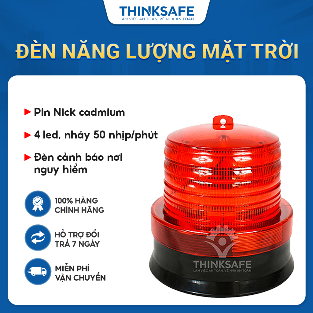 Đèn cảnh báo năng lượng mặt trời Thinksafe, đèn xoay cảnh báo, cảnh báo nguy hiểm, sự cố
