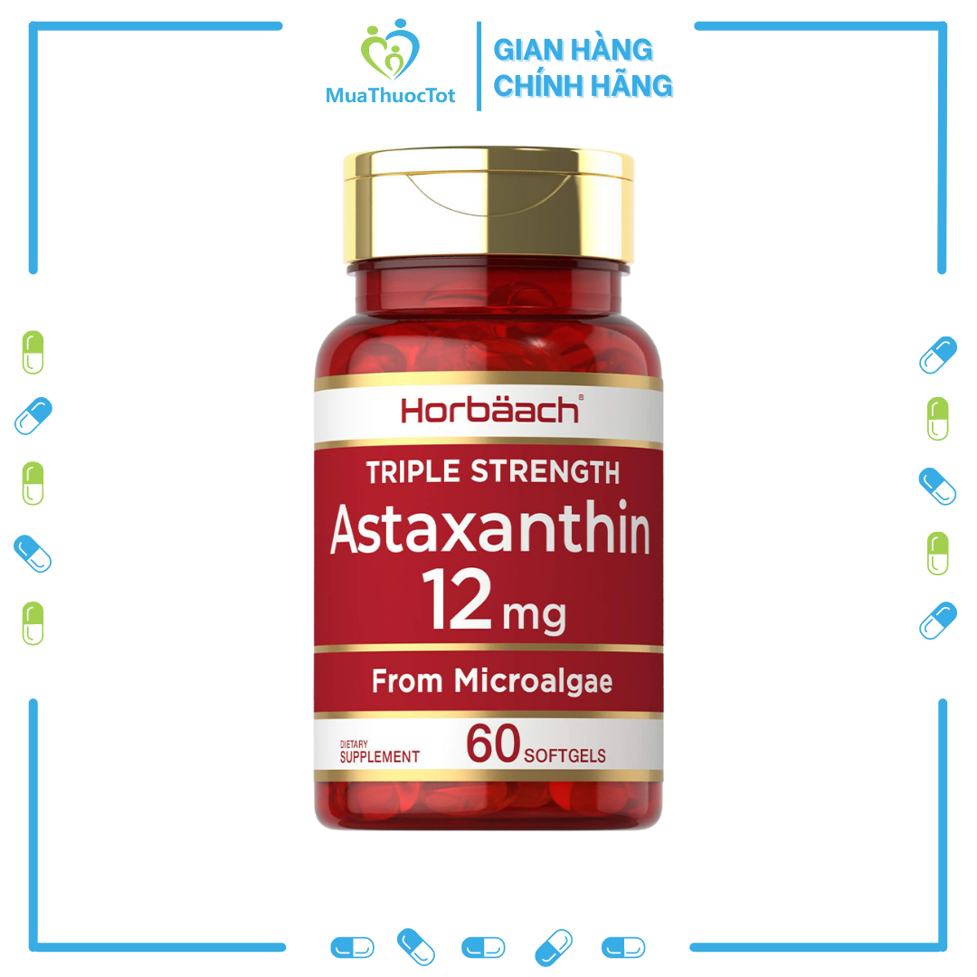Viên Uống Chống Lão Hóa, Kháng Vi.êm Horbaach Triple Strength Astaxanthin 12mg 60 Viên