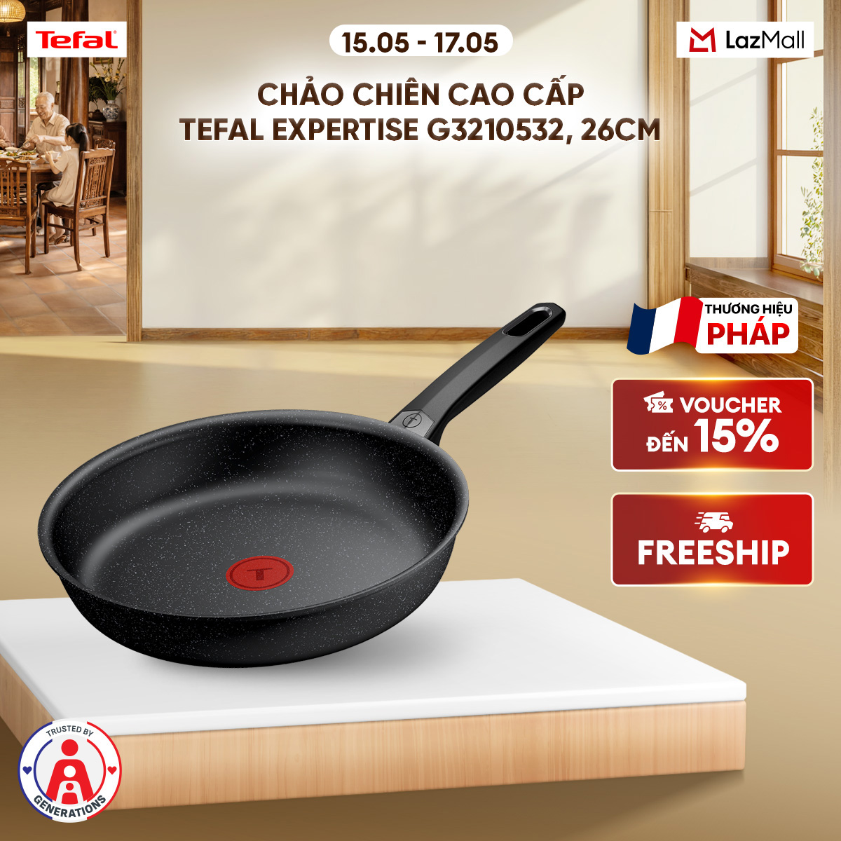 Chảo chiên cao cấp Tefal Expertise G3210532, 26cm