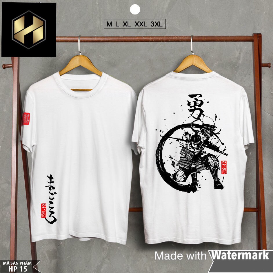 Áo thun unisex nam nữ họa tiết samuraai có bigsize vải thun cao cấp dày mịn