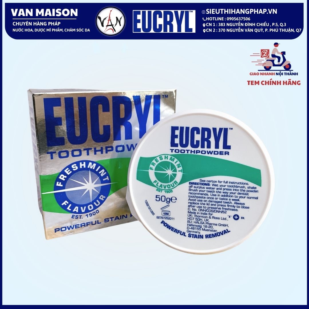 Bột bạc hà eucryl toothpower giúp sạch miệng trắng răng, hơi thở thơm mát 50g