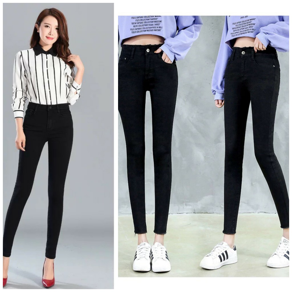 Quần jean nữ Quần bò nữ cào lai tua lưng cao co giãn cao cấp