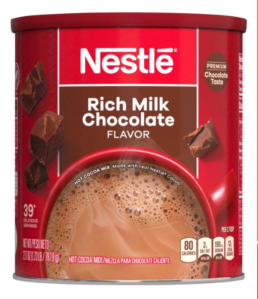 Date 8/2024 bột cacao sữa nestle hot cocoa mix lon thiếc 787.8g