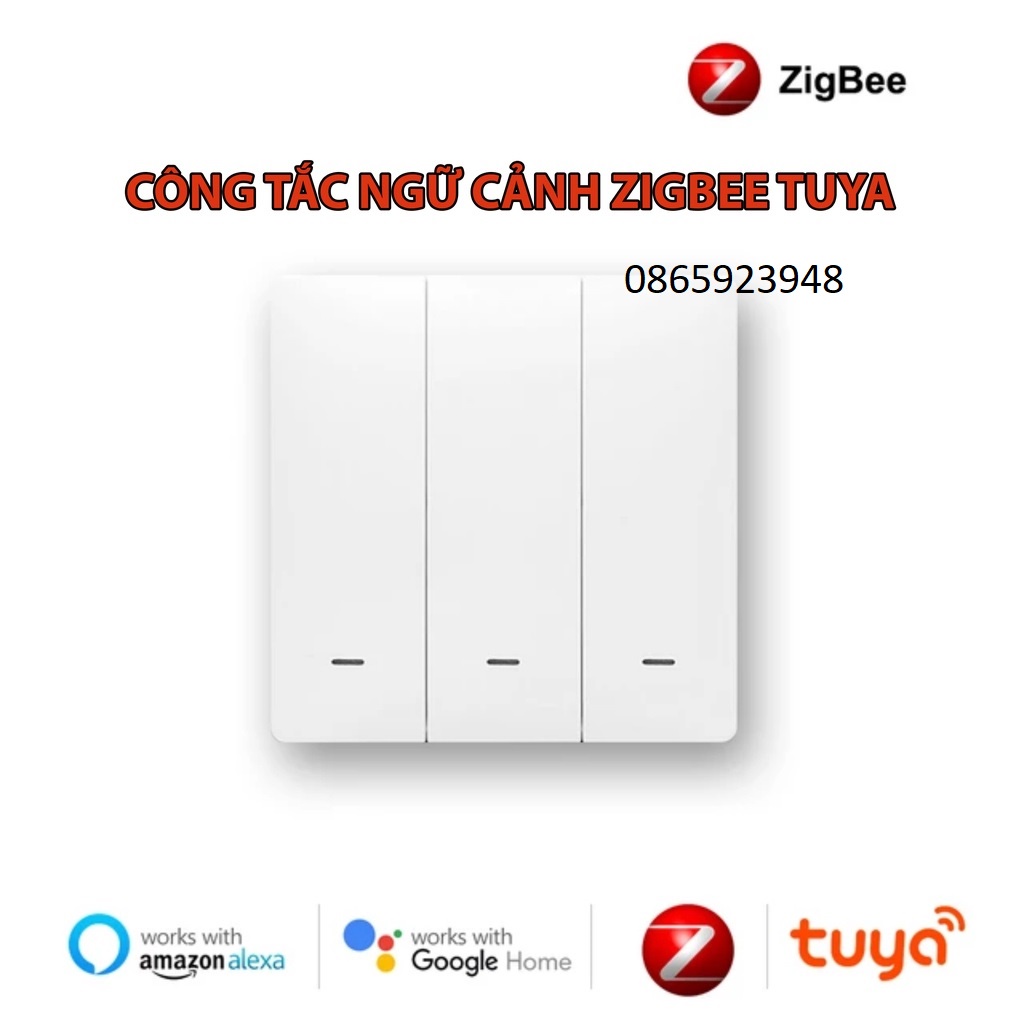 Công tắc ngữ cảnh tuya zigbee dán tường dùng pin, điều khiển từ xa linh hoạt với 3 ngữ cảnh trên 1 nút nhấn