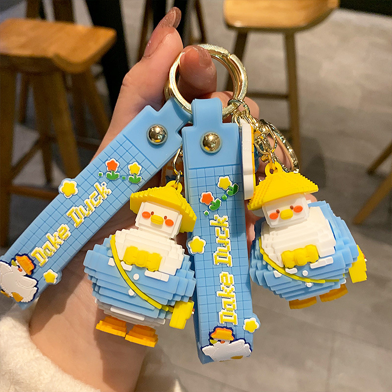 Móc khóa vịt hình khối lego Dake Duck hoạt hình siêu cute dễ thương, móc khóa đeo túi, balo