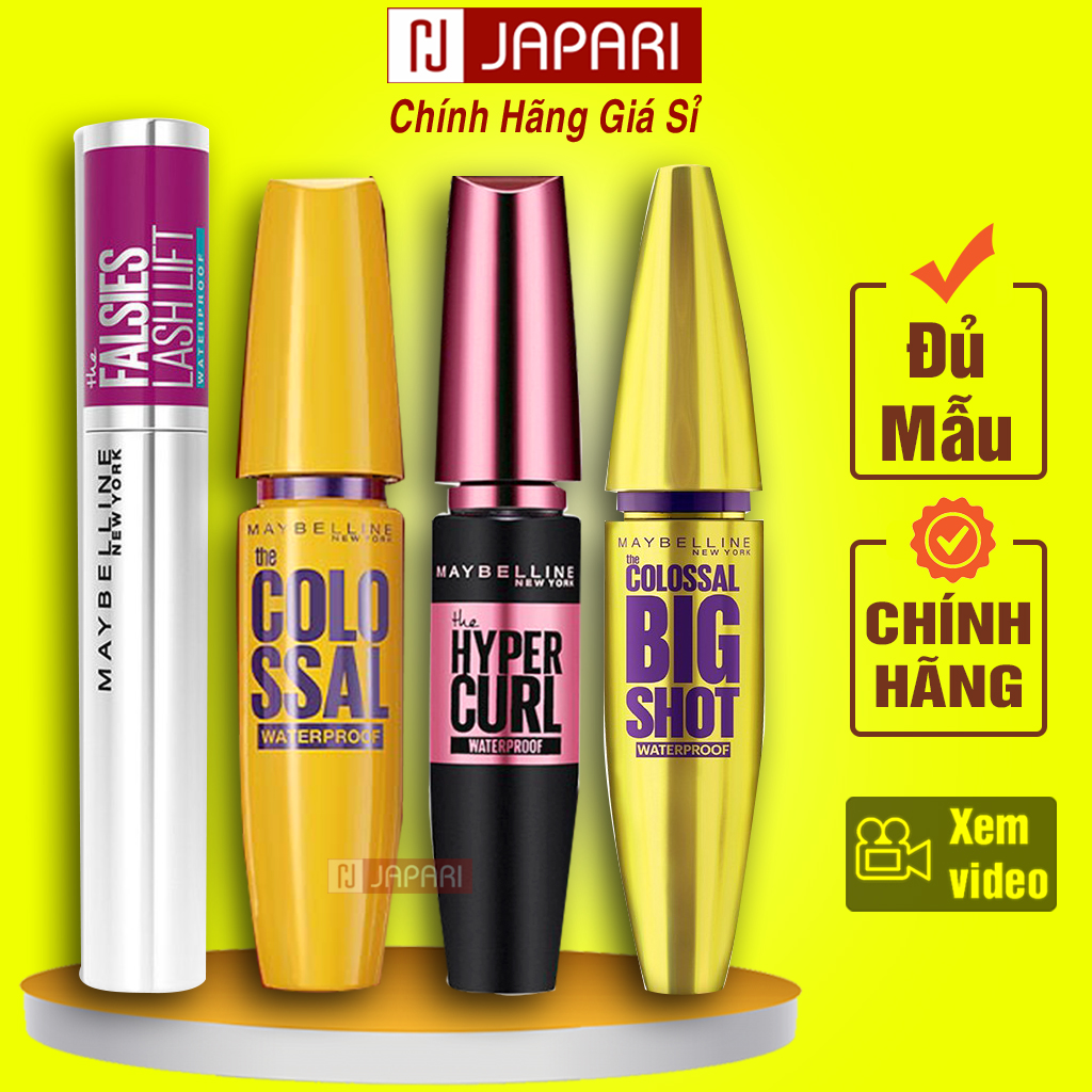 Chuốt Mi Mascara Maybelline Hyper Curl Big Shot, Colossal, Falsies Chống Nước Chống Trôi - Mascara Maybeline Lông Mày Maybeline Chân Mày Dài Mi Cong Mi Japari