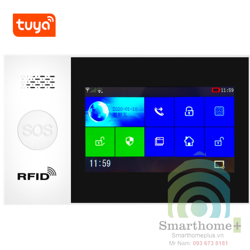 Bộ báo động không dây màn hình cảm ứng wifi gsm tuya shp-ck11