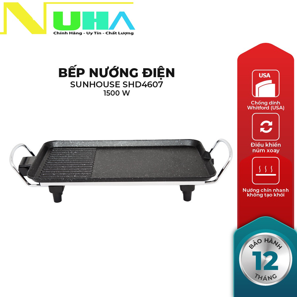 Bếp nướng điện không khói sunhouse shd-4607 công suất 1500w bảo hành 12 tháng