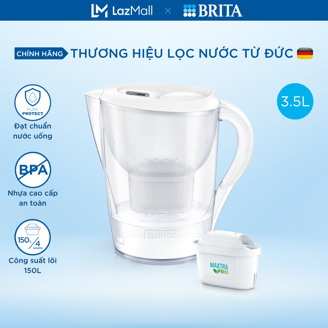Bình lọc nước brita marella xl white 3.5l - thương hiệu đến từ đức