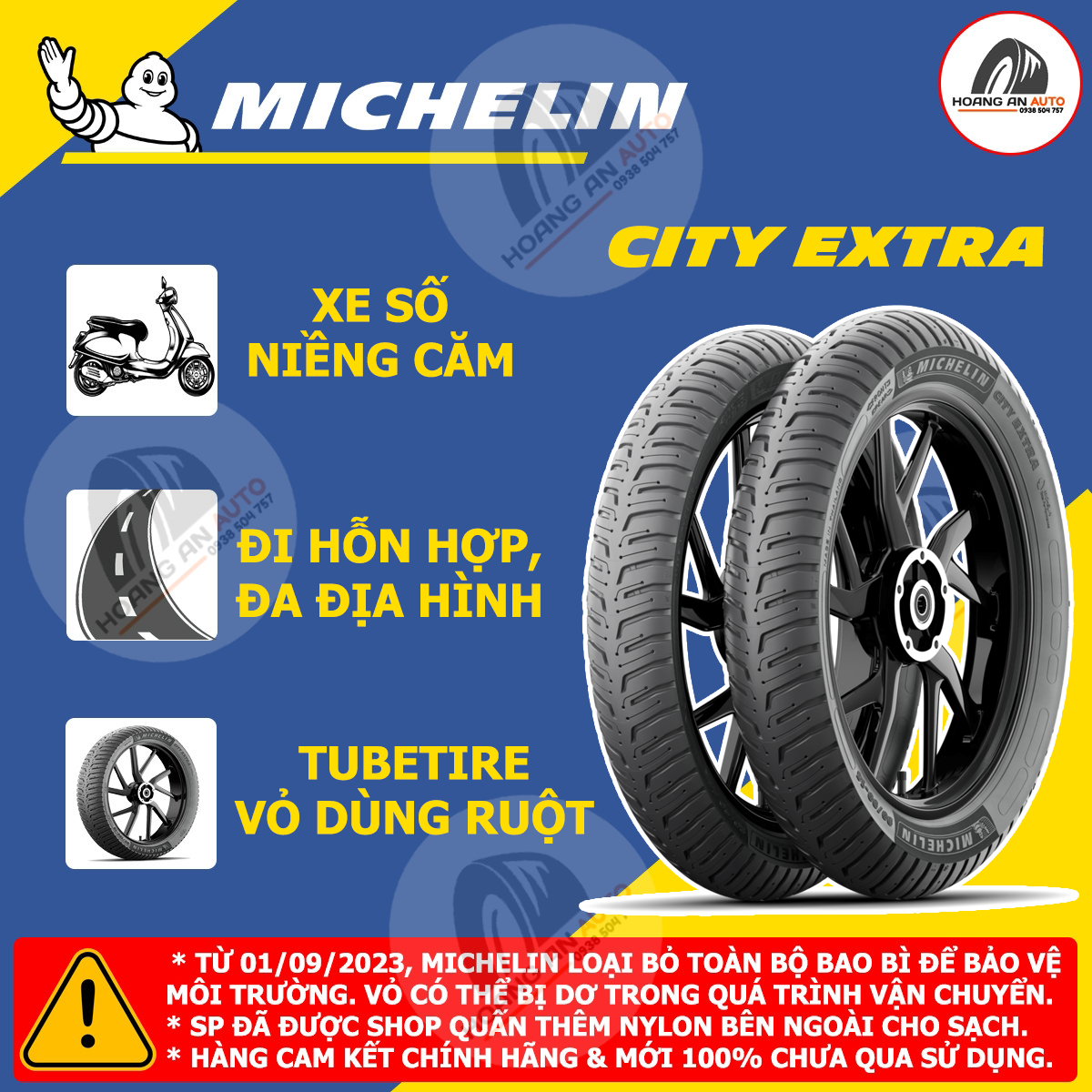 Vỏ lốp xe michelin city extra 2.25-17; 2.50-17 và 2.75-17 dành cho honda cub, 67, wave, dream... hàng thái lan