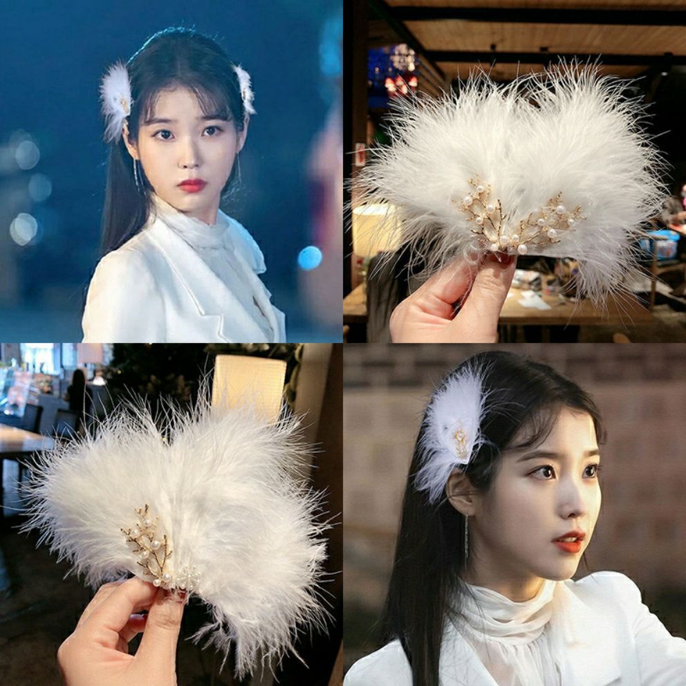 Kẹp tóc lông vũ đính ngọc