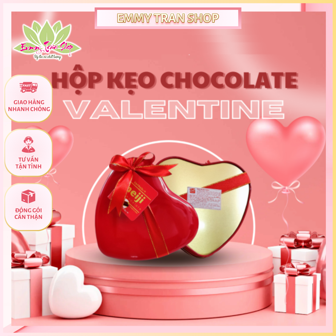 Socola sữa / socola đen meiji milk / black chocolate hộp thiếc tim 82g gồm 20 viên, nhập khẩu từ nhật - emmytran shop