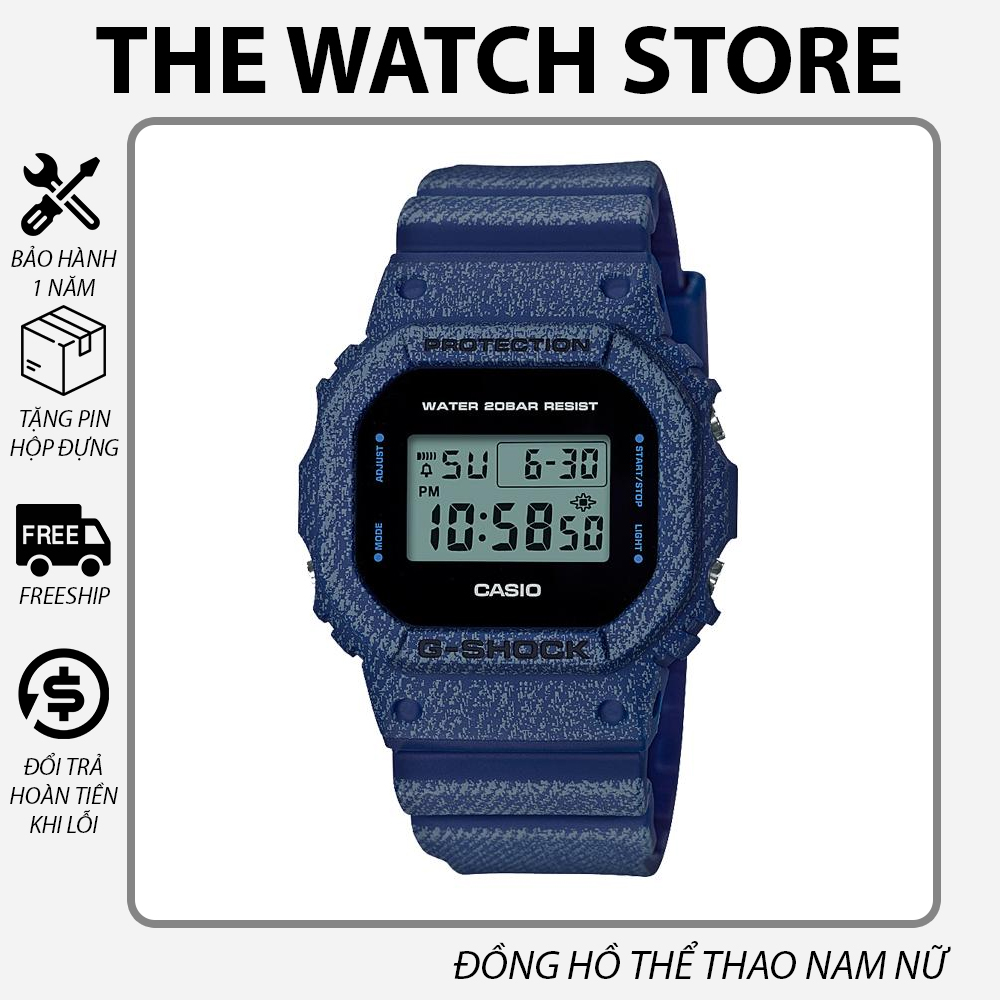 Đồng hồ casio g-shock nam dw-5600 - họa tiết vải jean năng động cá tính