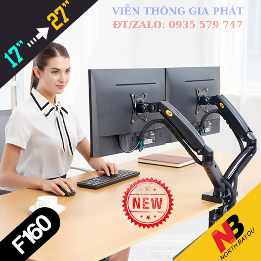 Giá treo 2 màn hình máy tính north bayou nb-f160 - hàng chính hãng mới nhất 2021