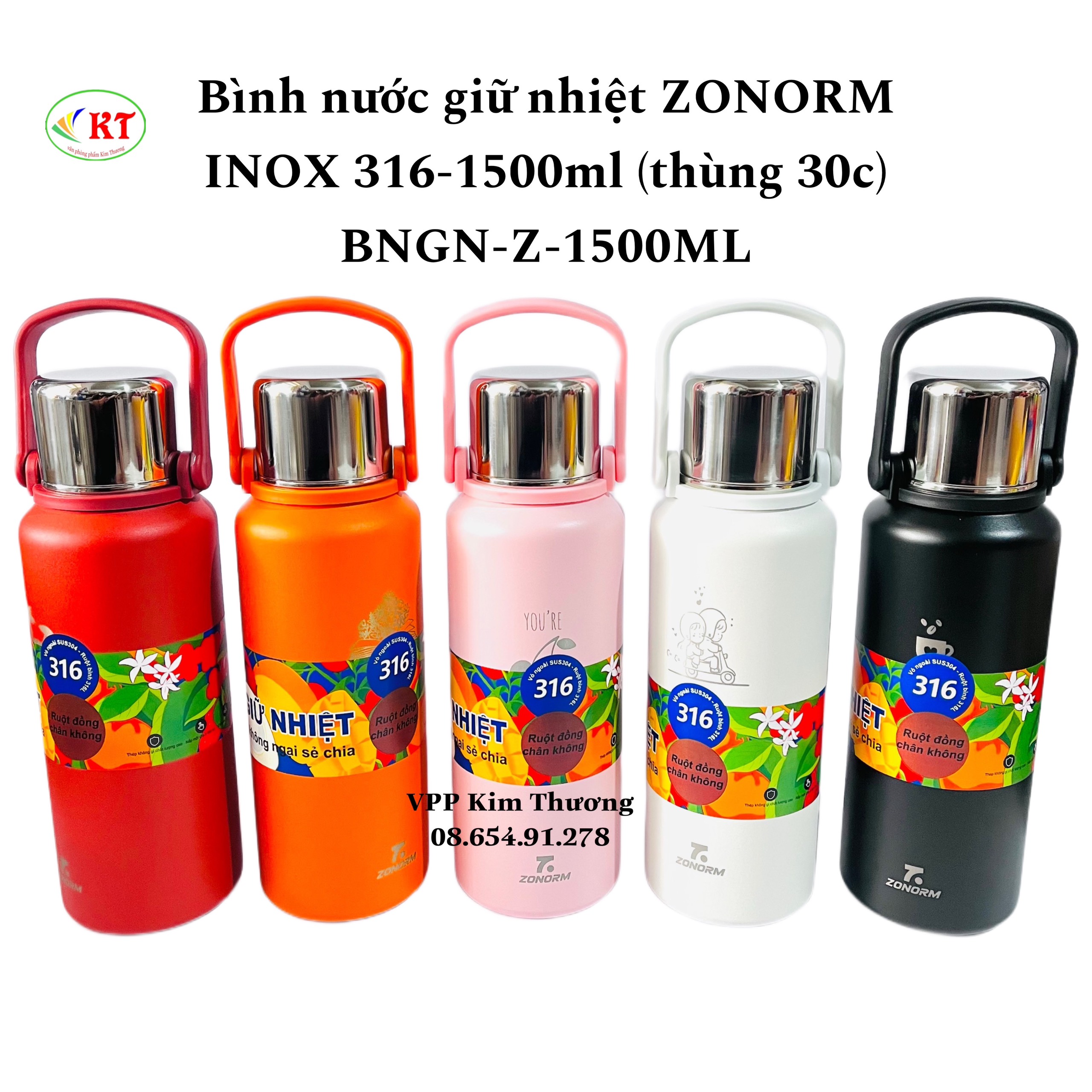 Bình nước giữ nhiệt inox 316 - 1500ml