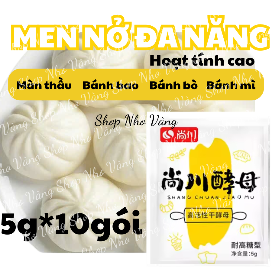 [10 gói] men nở hoạt tính cao bánh bao bánh mì đa năng 5g