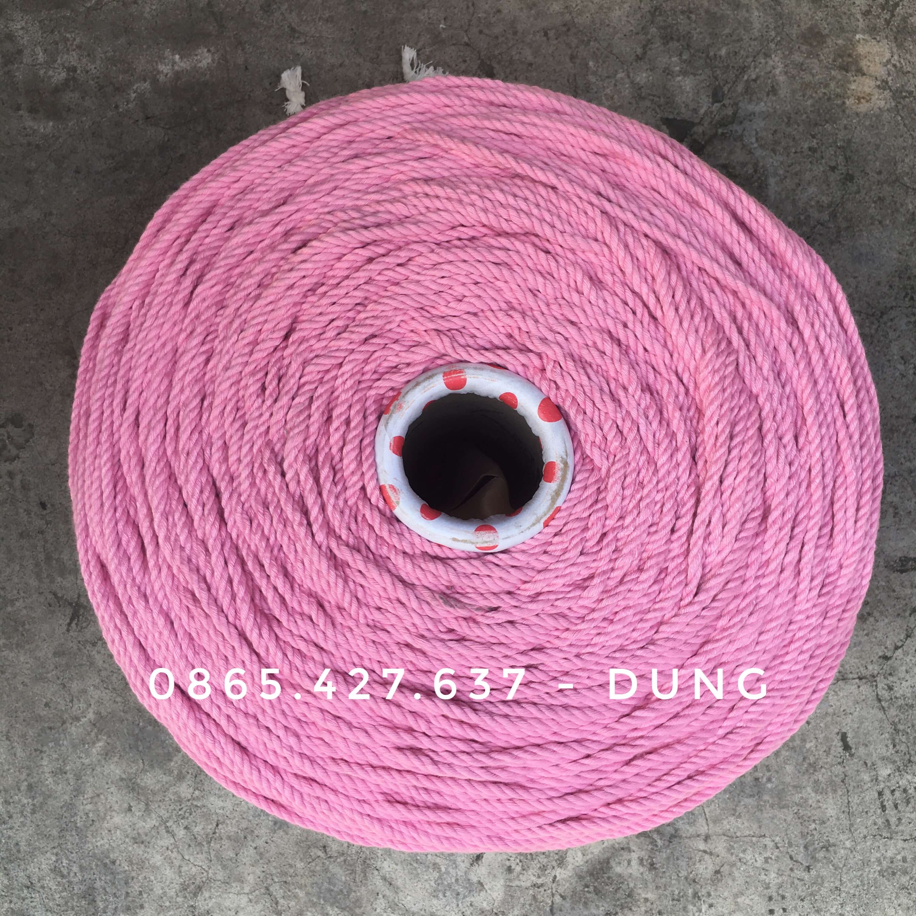 0.5kg dây macrame màu hồng 3mm, 5mm cotton - Macrame Viet Nam Thung Go Decor