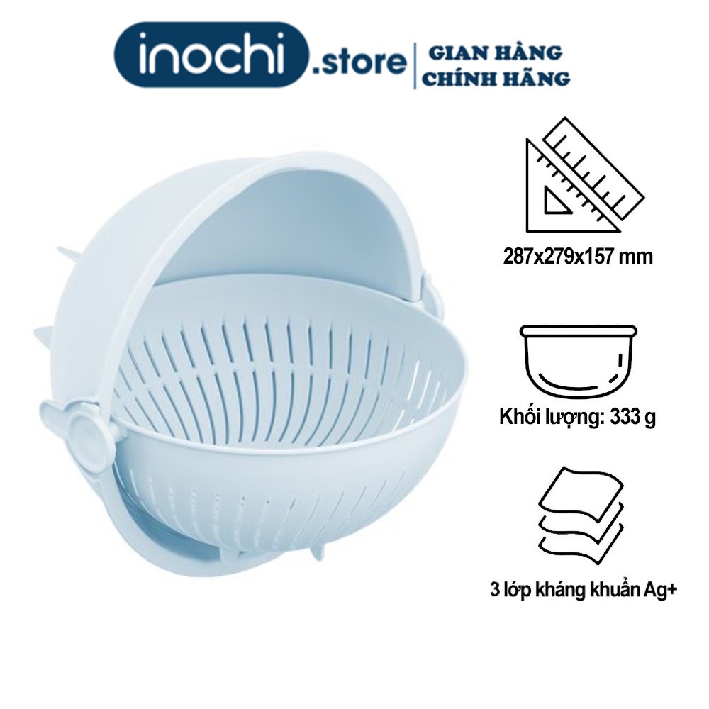 Bộ thau rổ, thau rổ nhựa 28cm xoay đa năng tiêu chuẩn nhật bản yoko inochi