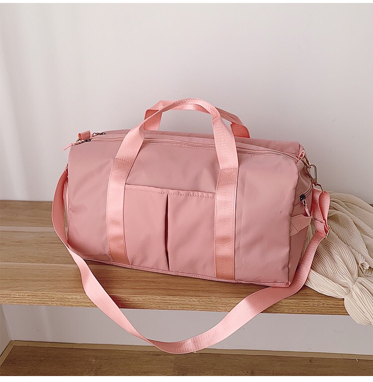 Túi trống chất dù du lịch Rosabeli sang chảnh có dây đeo chéo và quai móc vali kéo kèm ngăn đựng giày dép tiện ích