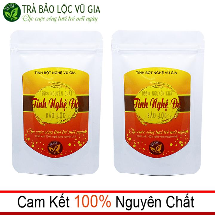 Combo 2 tinh bột nghệ đỏ nguyên chất vg farm 100g - trị nám hiệu quả + tặng cọ quét cao cấp