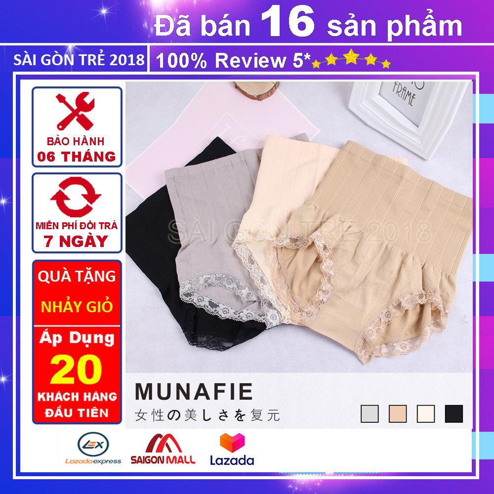 Quần lót gen bụng, Quần lót nịt bụng nữ viền ren Munafie