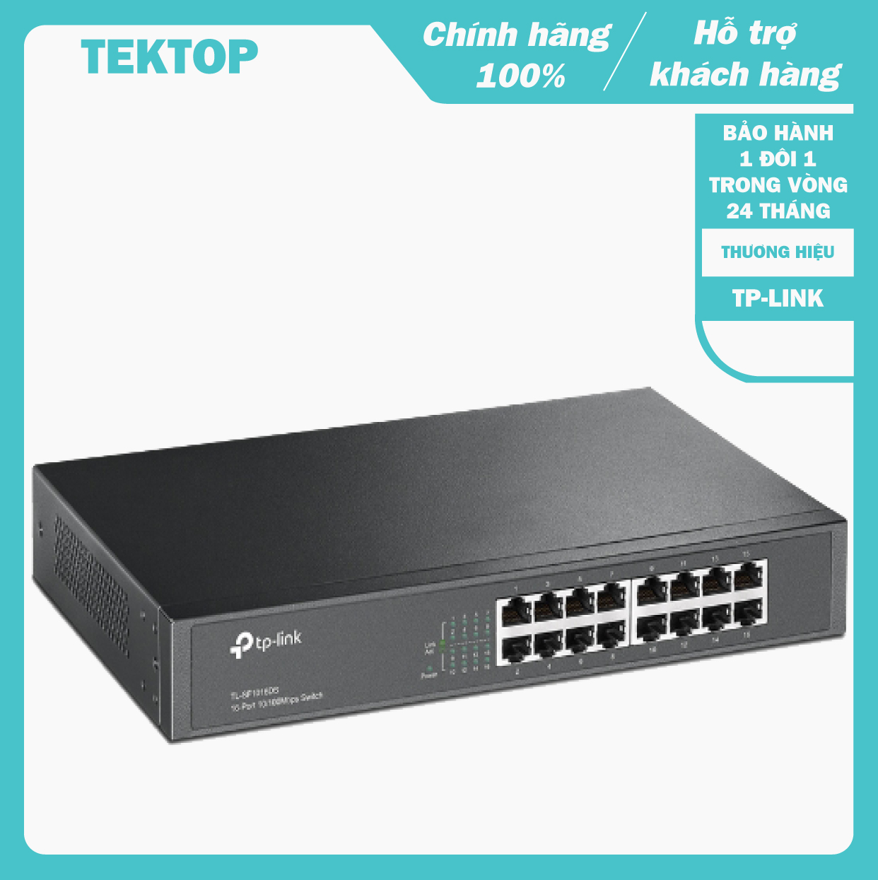 Bộ chia tín hiệu 16 cổng TP-Link TL-SF1016DS dùng cho doanh nghiệp, tiết kiệm điện năng