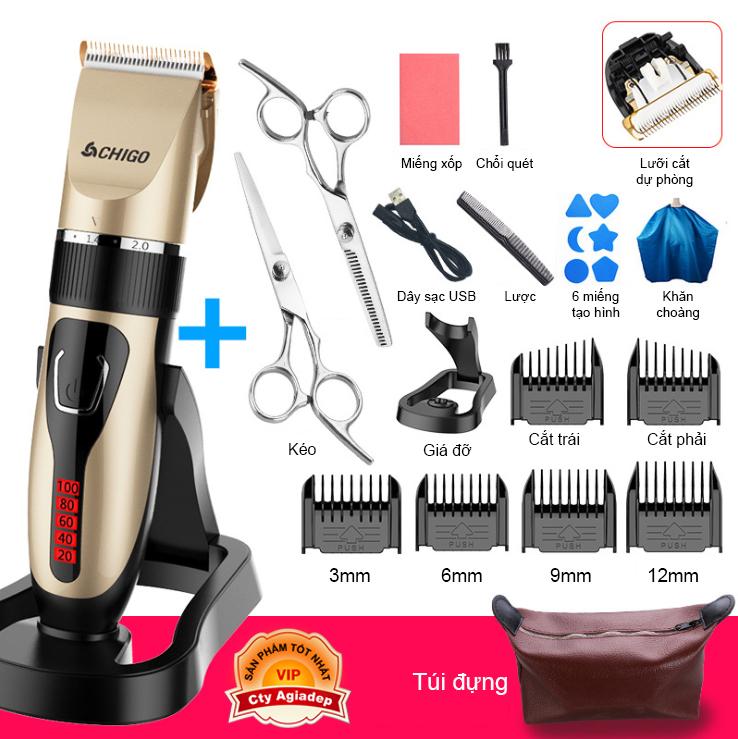 Tông đơ cắt tóc Chigo Fullbox + 1 Lưỡi dự phòng + Bộ phụ kiện cắt tóc chuyên nghiệp F838