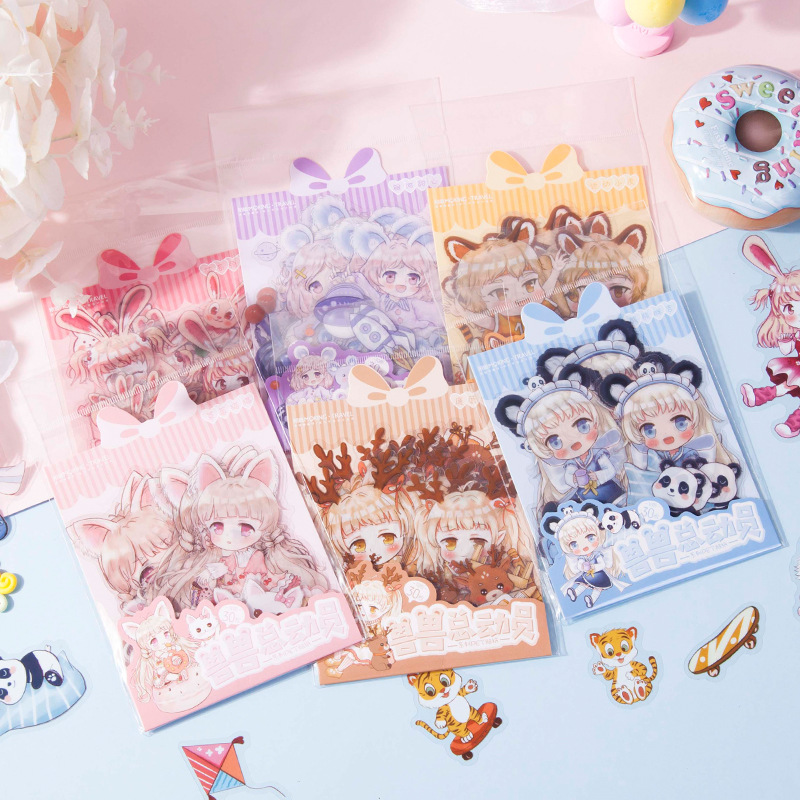 MOHAMM 30 PCS Waterproof Durable Lovely Animal Dolls Decorative Stickers for Photo Albums Scrapbooking DIY Journaling