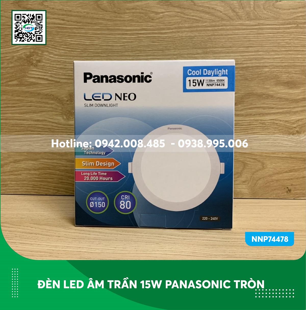 Đèn led âm trần Panasonic  15w tròn Neo Slim NNP74478 anh sáng trắng