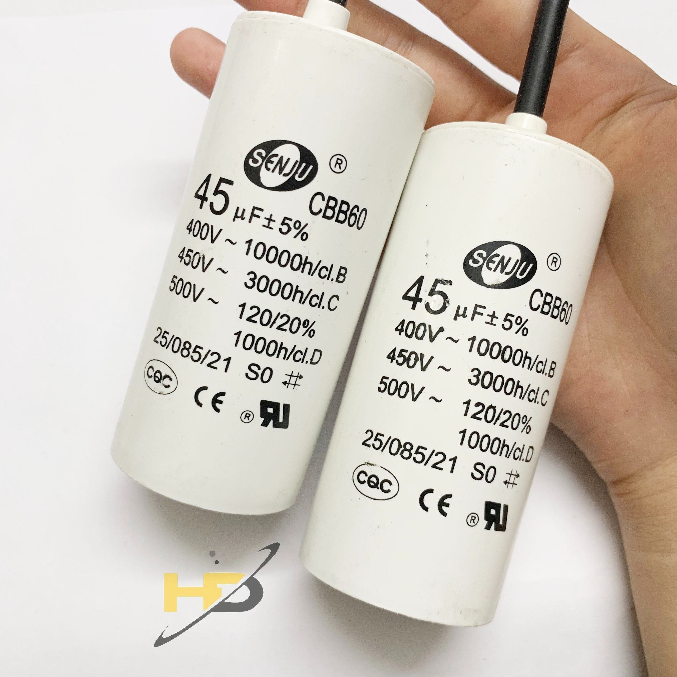 Tụ cbb60 45uf 450vac có dây dùng cho sửa chữa máy bơm nước, máy giặt