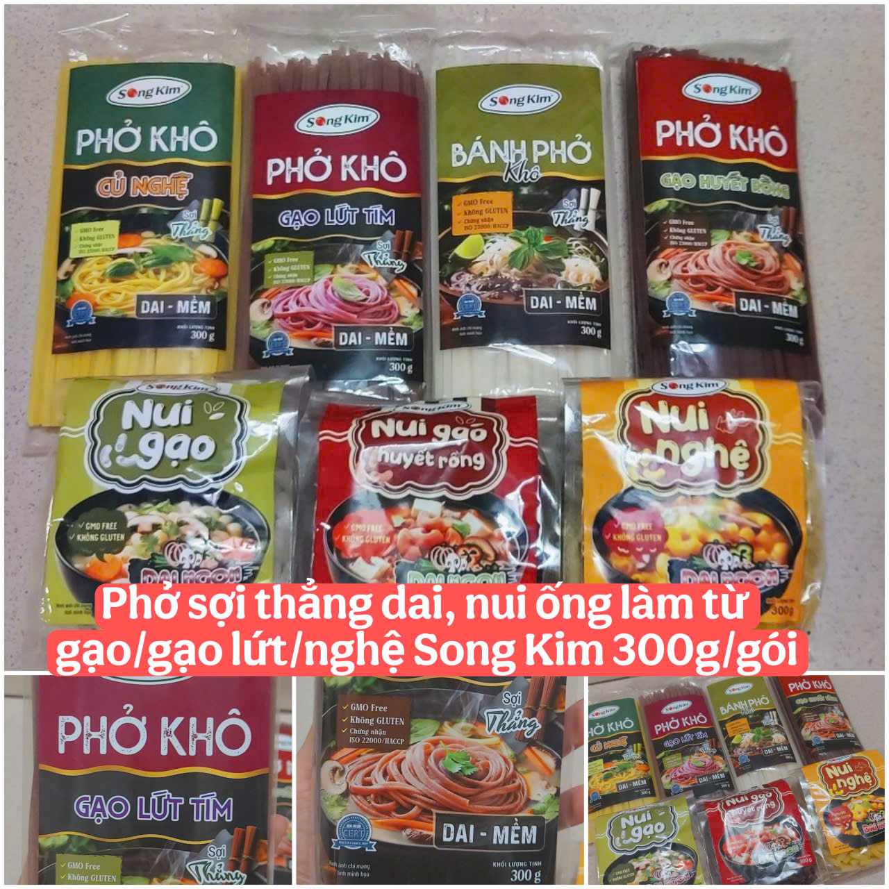 Straight Noodles, Long Tube Noodles Made from Song Kim Brown Rice, Chewy, Delicious and Nutritious, 300g Pack.