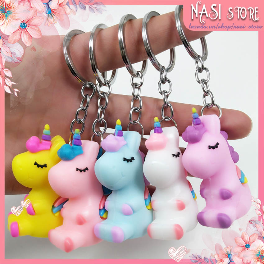 Móc khóa cute dễ thương NASI Store hình kỳ lân đáng yêu, màu bền đẹp, móc khóa đẹp dùng làm móc khóa cặp đi học, balo, móc chìa khóa