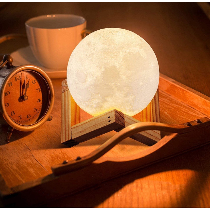 Đèn Ngủ 3d mặt trăng Kèm chân đế gỗ, đèn Moon Light Các Hành Tinh