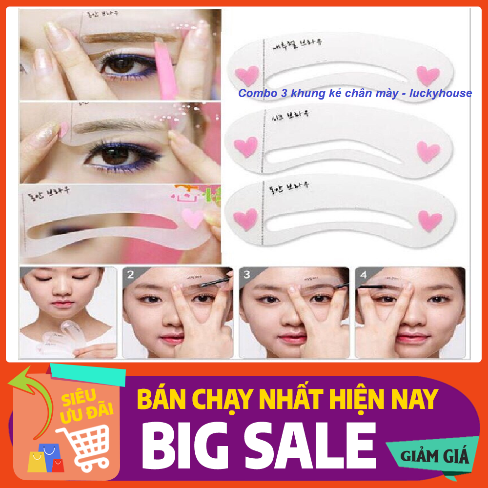 (Hàng Mới Về) COMBO 3 Khuôn Vẽ Lông Mày Mềm Mại Tiện Dụng