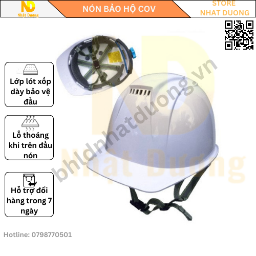 Mũ bảo hộ lao động COV H-A001 có lỗ thoát khí, nón bảo hộ lao động cao cấp