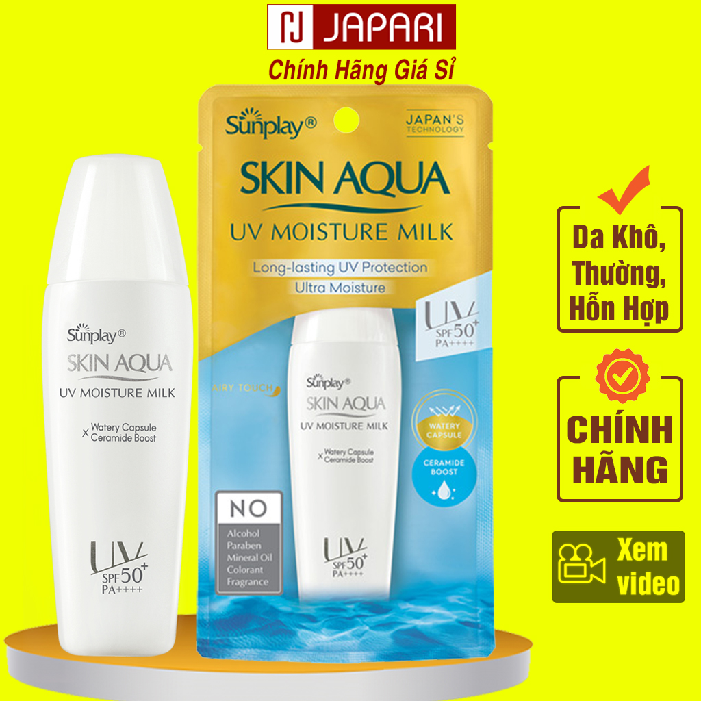 Sunscreen sunplay Skin Aqua UV moisture milk 70g 30g for leather grade ẩm